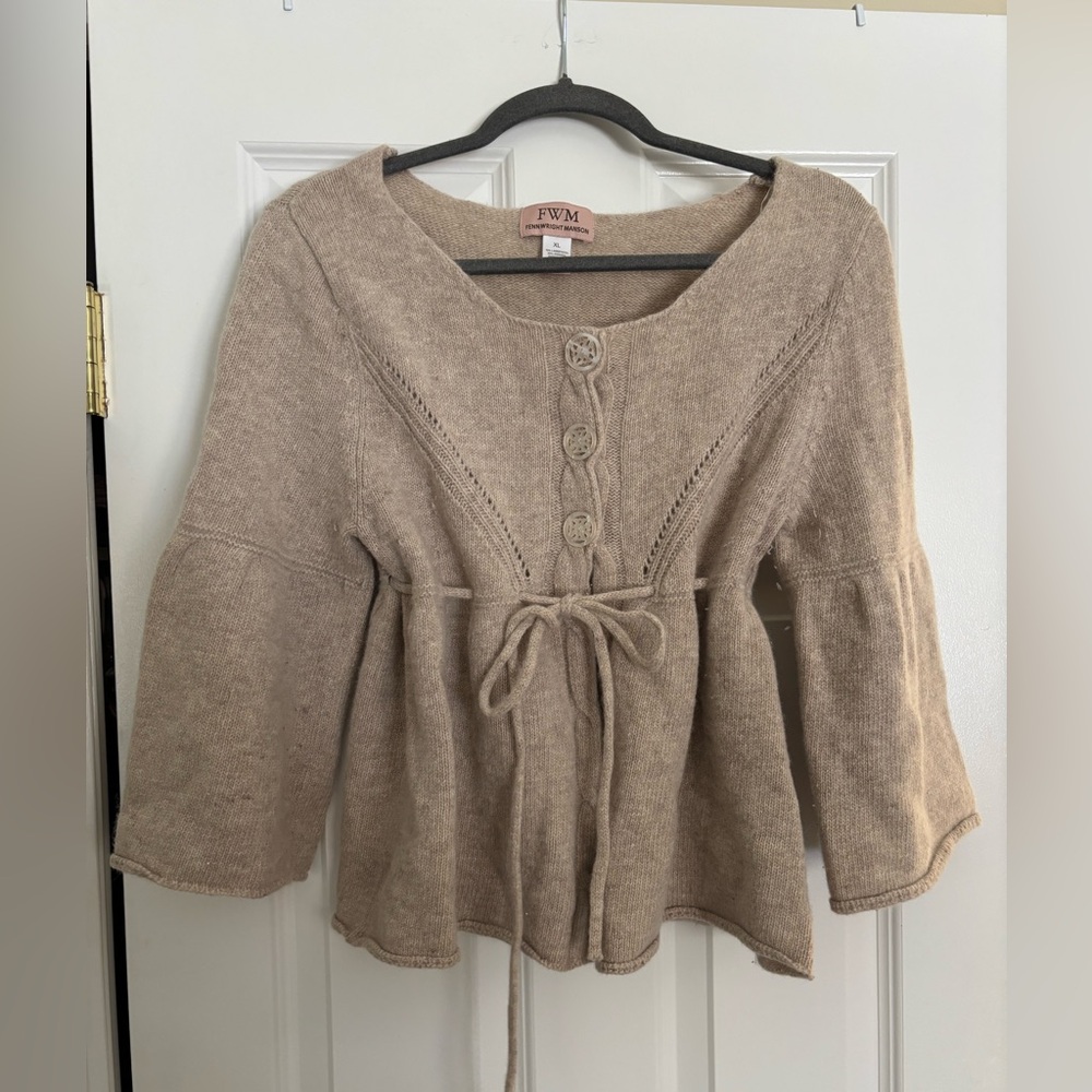 Fenn Wright Manson Beige Cardigan with Button and Tie Detail